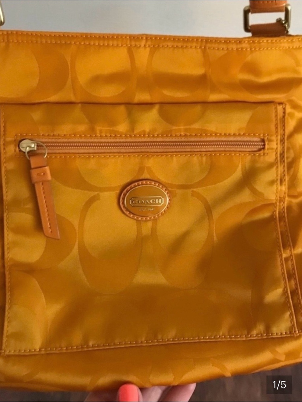 COACH Orange Signature Nylon Crossbody Bag